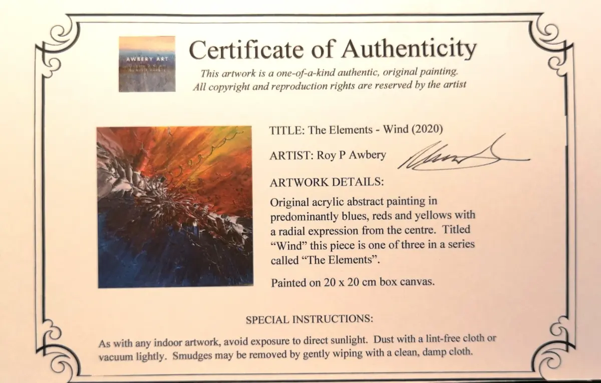 Certificates of Authenticity (proving it's really an Awbery!)