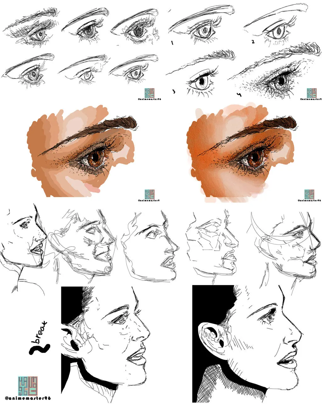 Side View Portrait and Eyes Sketching by anime-master-96 on DeviantArt