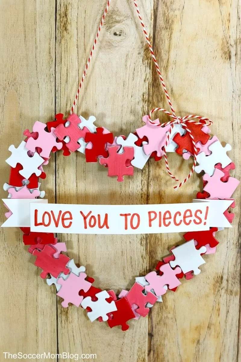 Love You to Pieces" DIY Valentine Wreath