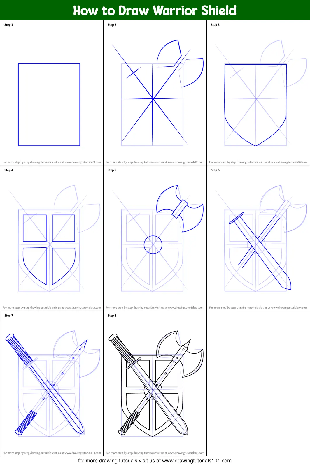 How to Draw Warrior Shield (Everyday Objects) Step by Step