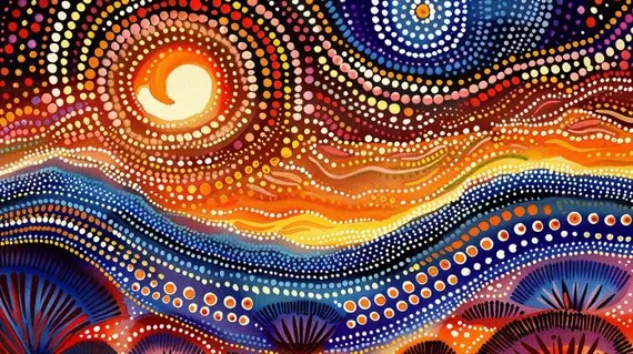 Radiant Aboriginal Dot Art Masterpiece, Cosmic Ocean Theme Canvas, Spirited Wall Art for Modern Home