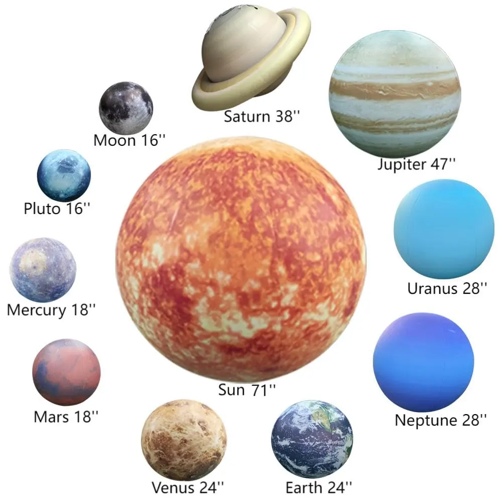Inflatable Space Planets Solar System Set-8 Planets +Pluto+Sun and Moon-11 Pieces, Astronomy for Learning Educ