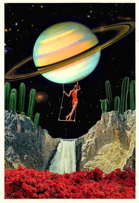 Retro Poster, Wall Decor, Space Art, Collage Poster, Room Decor, Vintage Art, Vintage Design