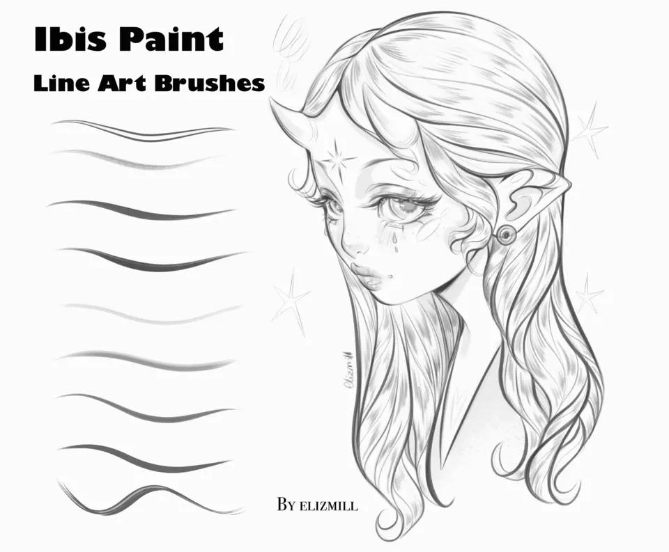 ?? Ibis Paint line Art set brushes by Elizmill