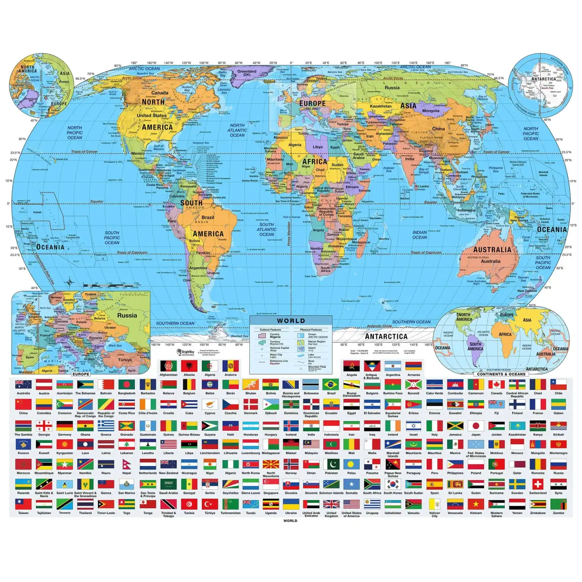 World Primary Classroom Wall Map by BrightWay Educational