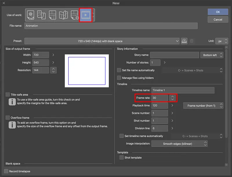 How can I change the frame rate of my animation?