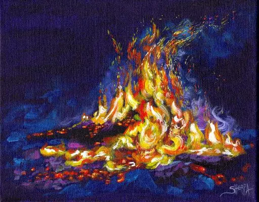 Learn To Paint Acrylic Twilight Campfire Tutorial Step By Step