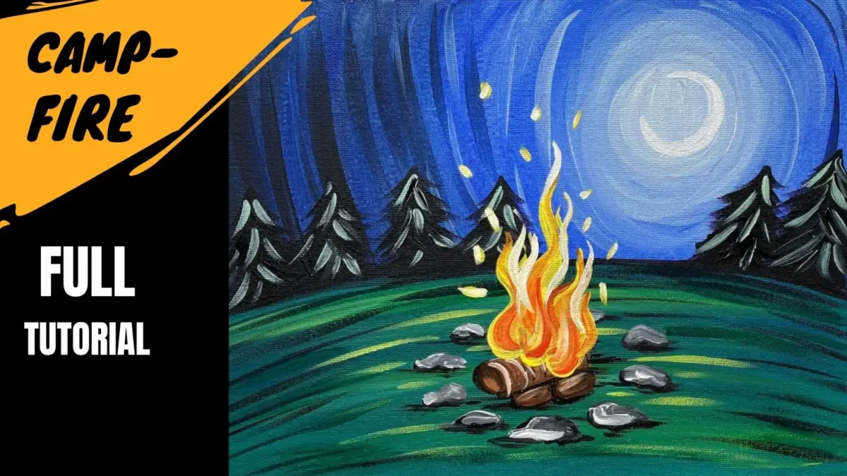 New video: 'Campfire' easy acrylic painting tutorial for beginners
