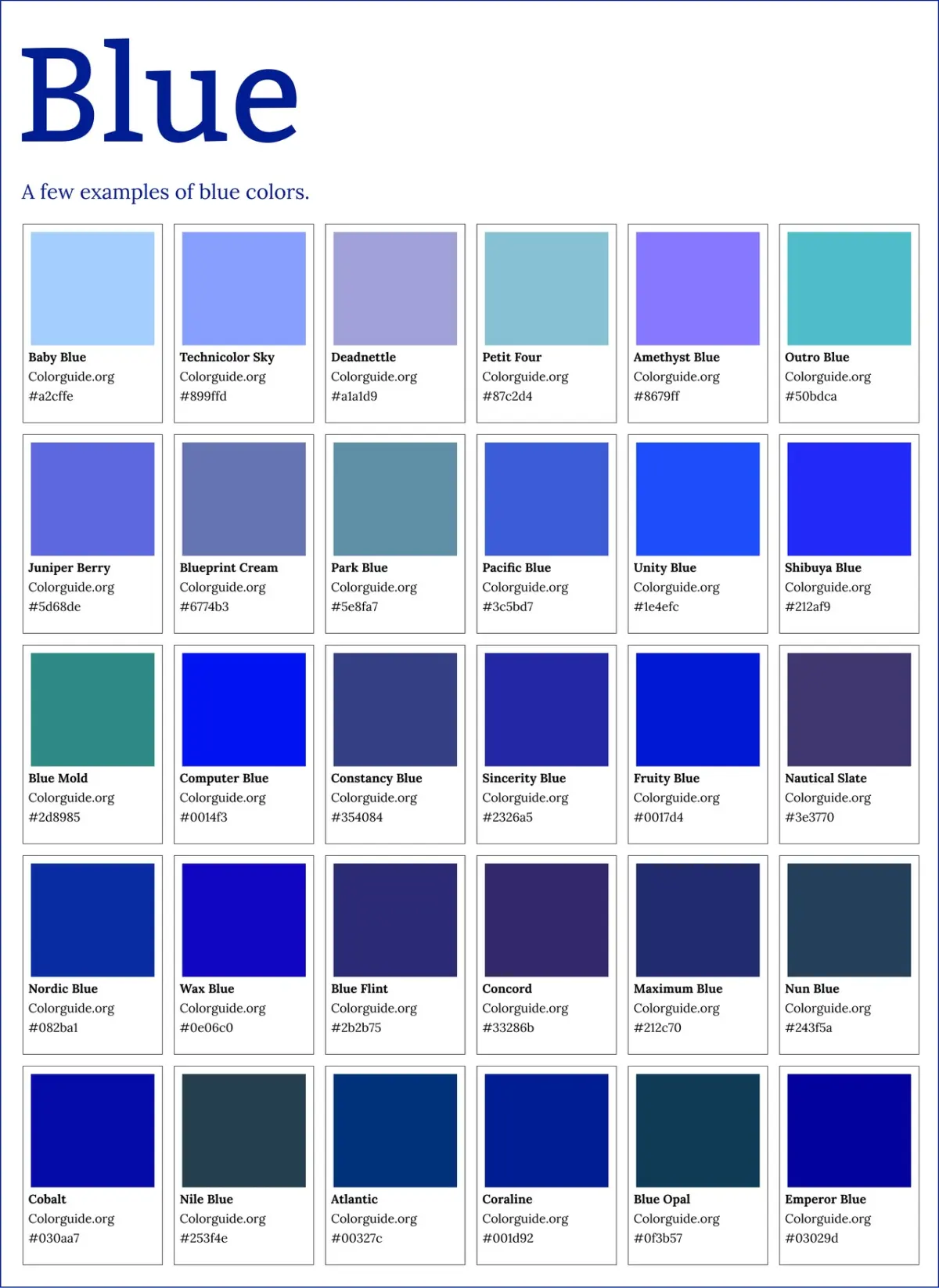 2500 Colors of Blue