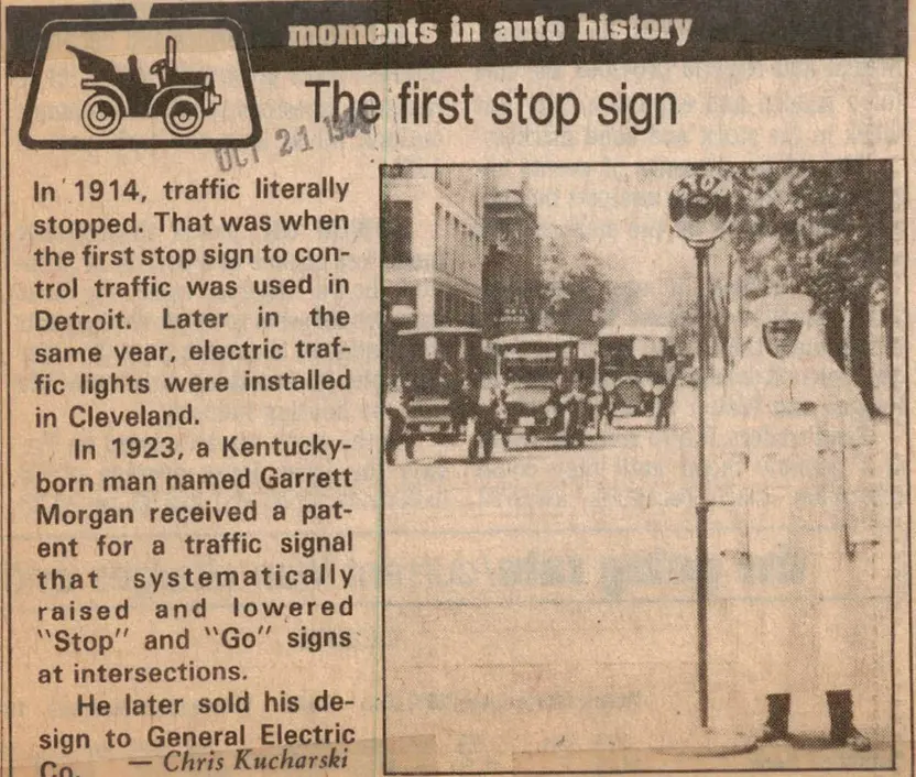 When was the first stop sign installed?