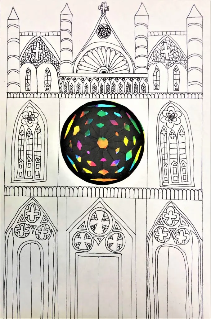 Middle School Gothic Cathedral Art Lesson for kids