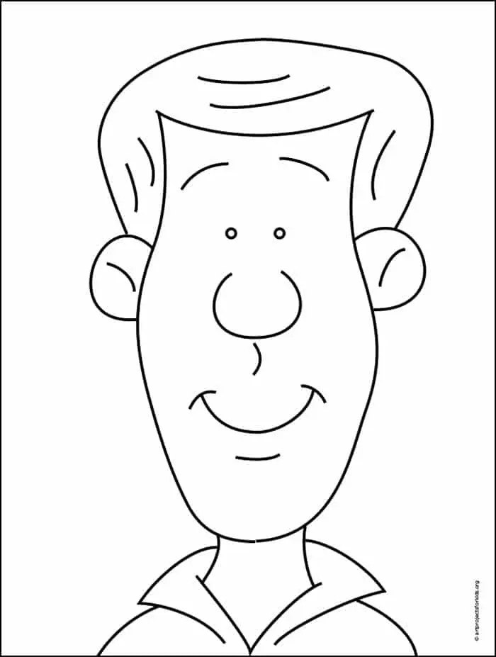 Easy How to Draw a Cartoon Face Tutorial and Cartoon Coloring Page