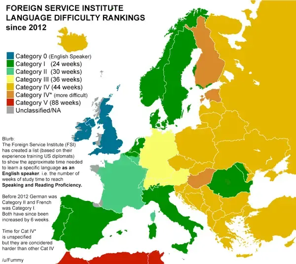 Map Shows the Hardest Languages to Learn for English Speakers