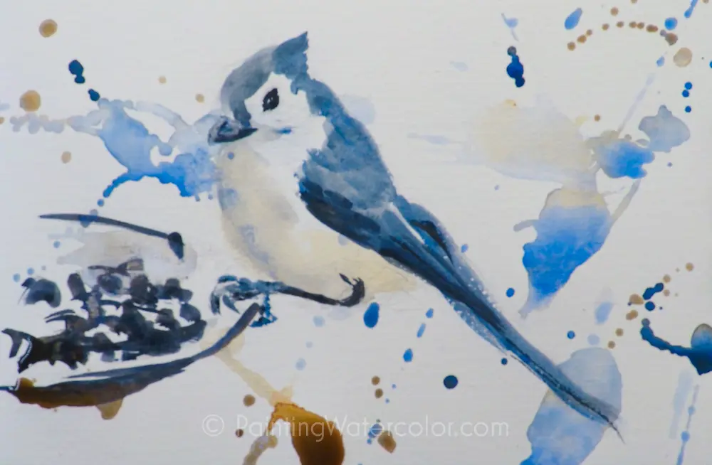 Backyard Bird Sketch, Tufted Titmouse Watercolor Painting Tutorial