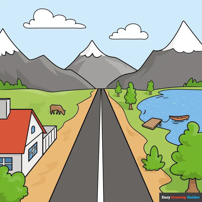 How to Draw an Easy Landscape with Perspective