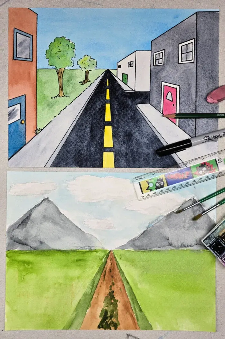 One Point Perspective Art Project for Kids