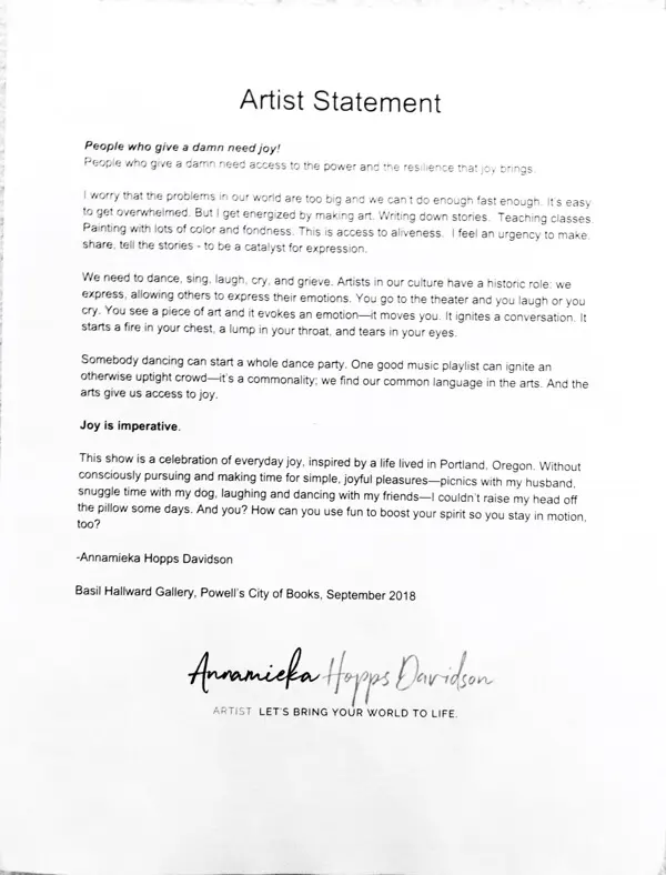 Elements of an Artist Statement