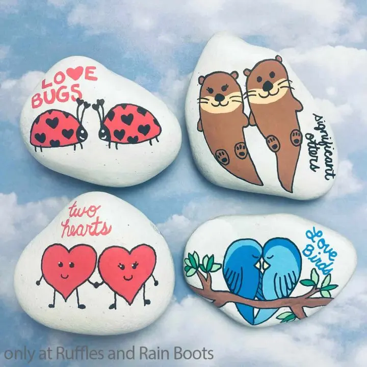 Easy Animal Valentine Rock Painting Set