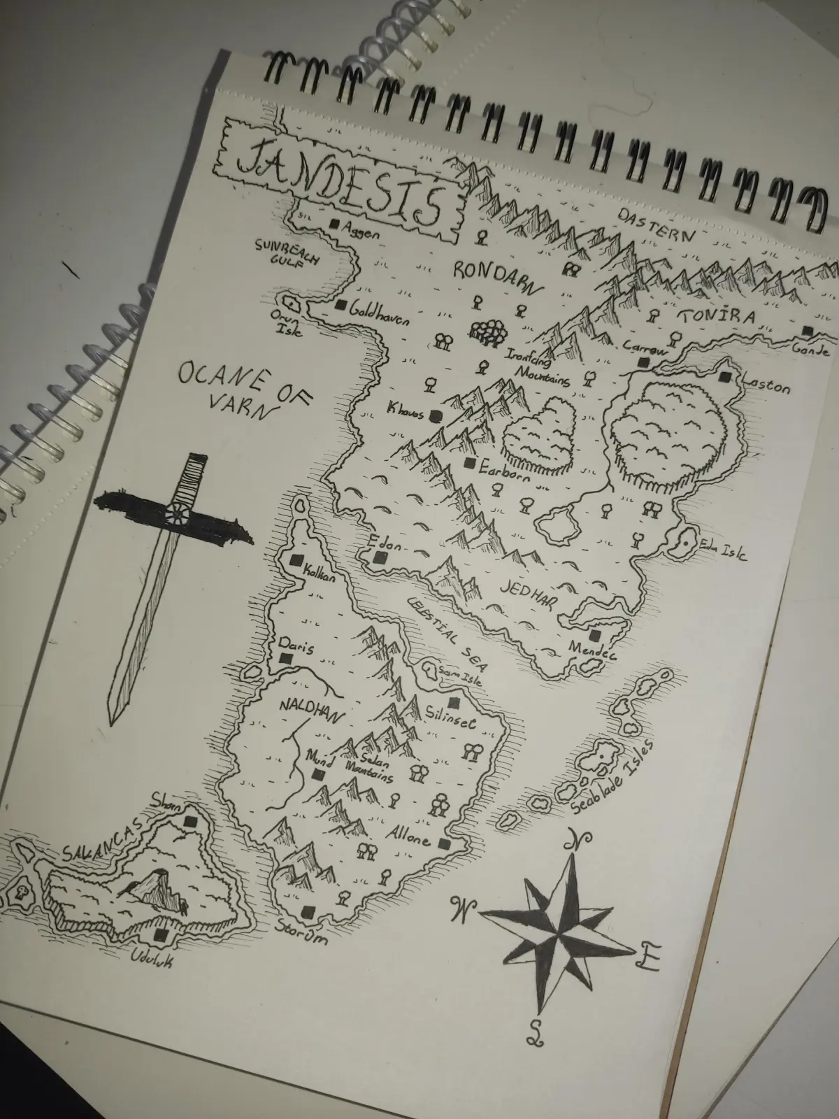 I love drawing fantasy maps. what do you think. I want to make it more detailed, what do you think I can do? (