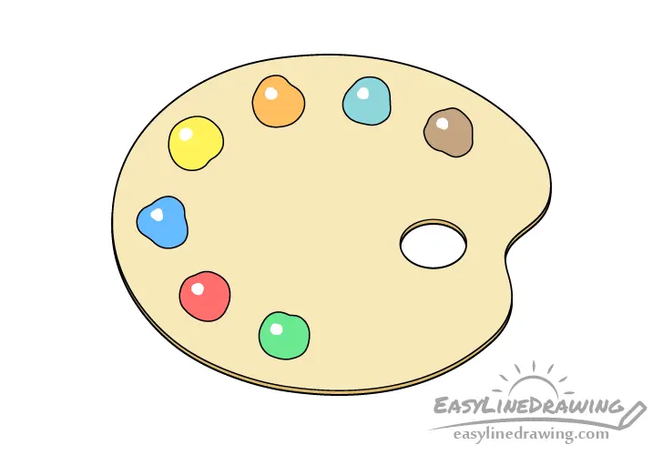 How to Draw a Paint Palette Step by Step