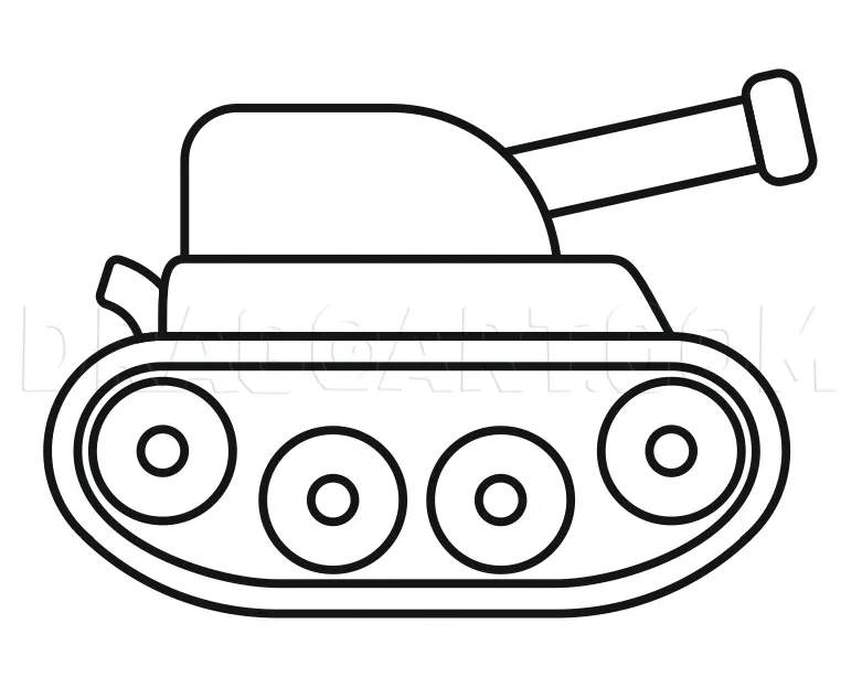 How To Draw A Tank For Kids, Drawing, Step by Step, by Piecu