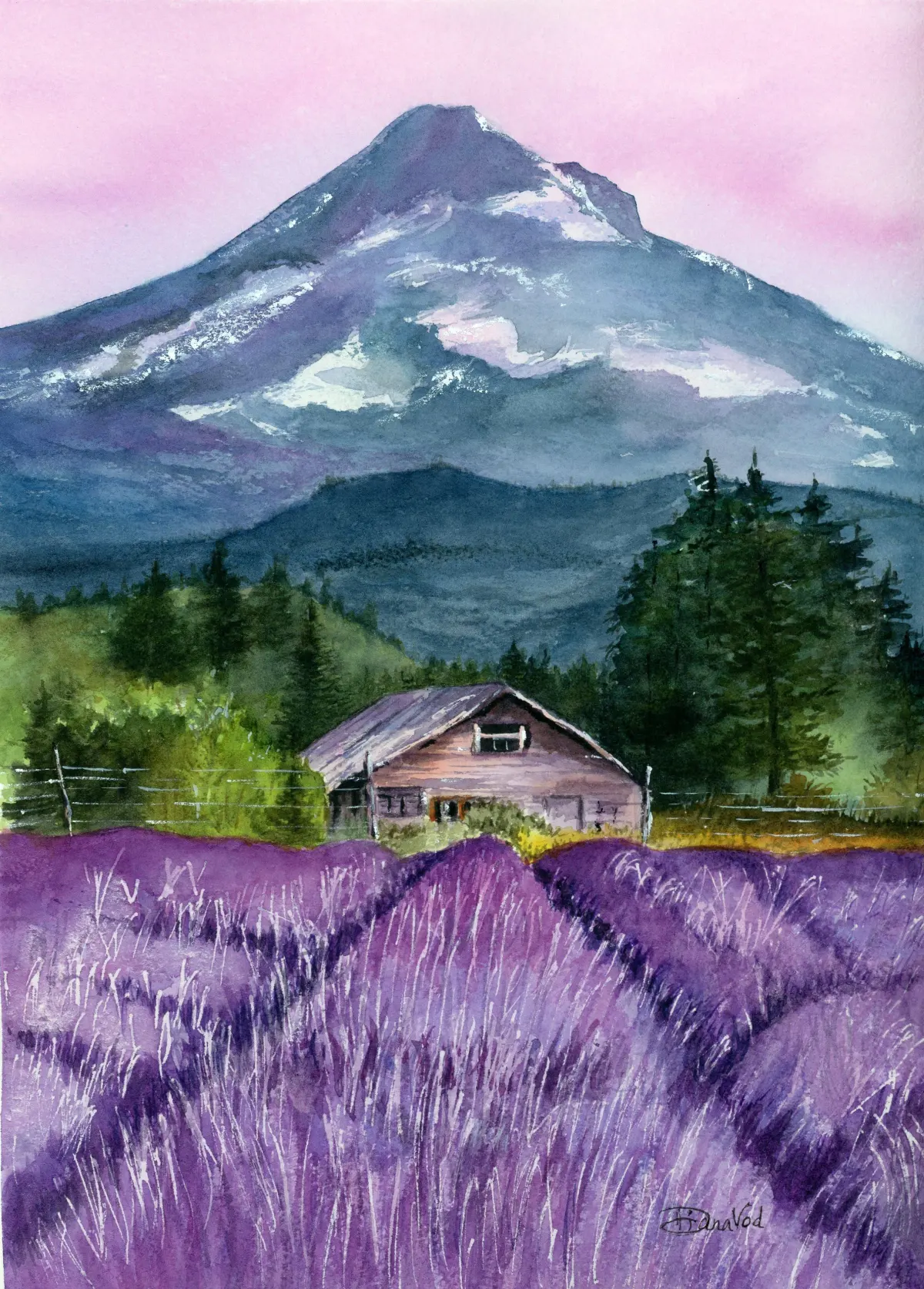 Creating Depth and Texture: Watercolor Lavender Landscape Tutorial