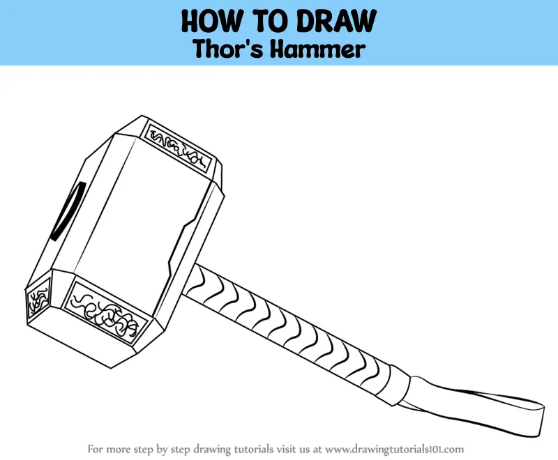 How to Draw Thor's Hammer (Thor) Step by Step
