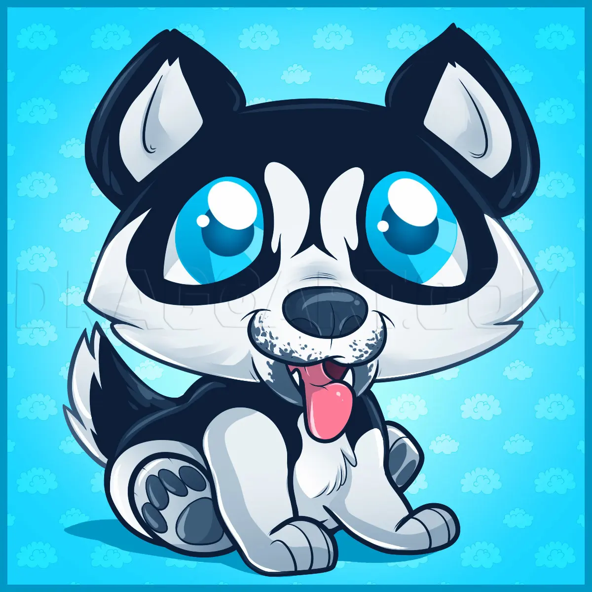 How To Draw A Husky Puppy, Husky Puppy, Drawing, Step by Step, by Dawn