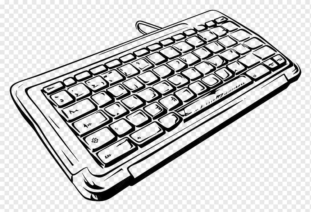Hand-drawn keyboard sketch isolated on transparent background