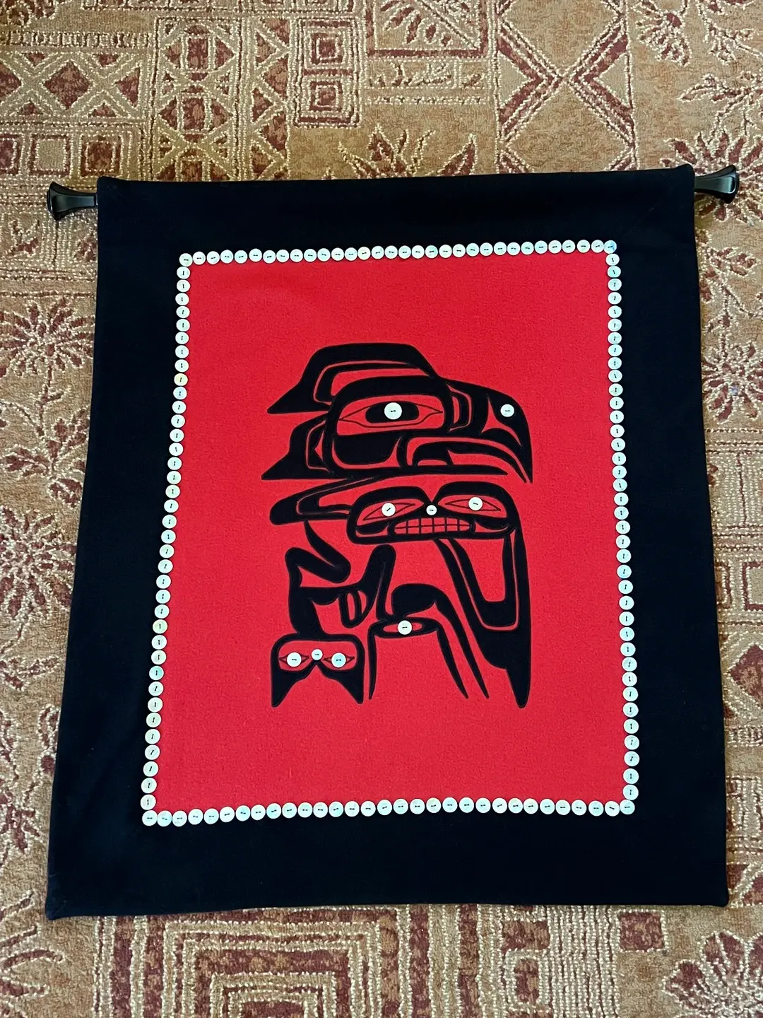 Museum Quality Button Blanket, Vintage Northwest Coast With Mop, First Nations Art, Indigenous Art, Coast Sali