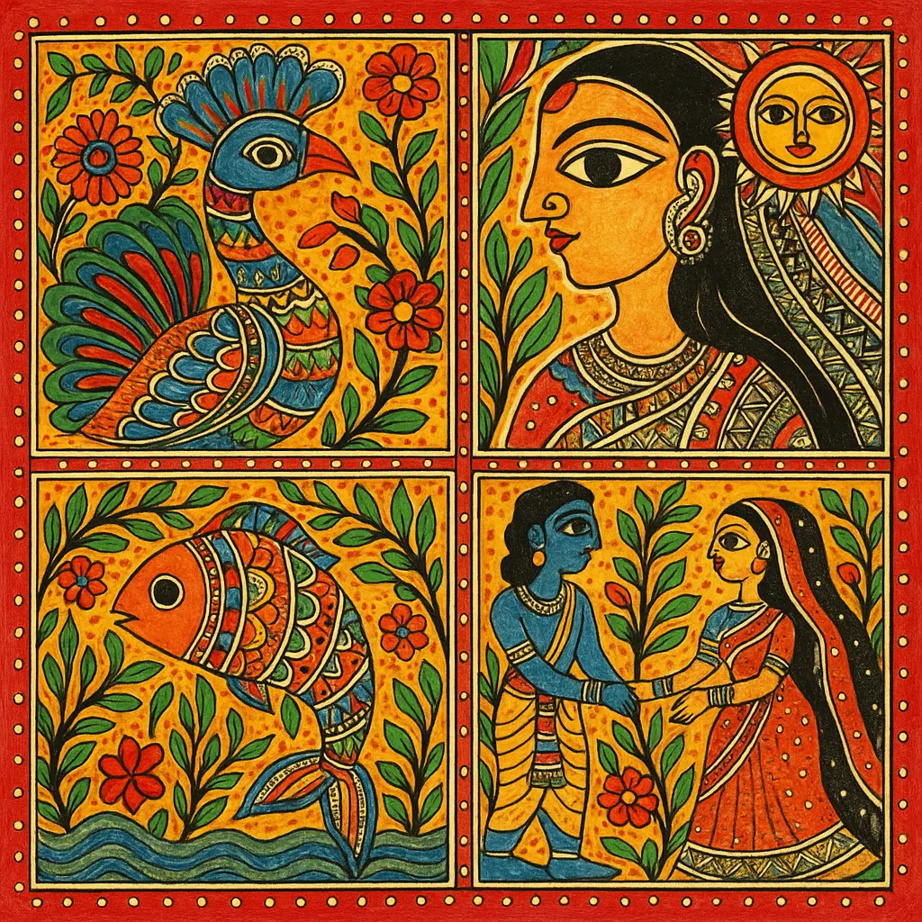 Colorful Painting Packets Madhubani Painting Styles And Patterns Madhubani Art Gallery