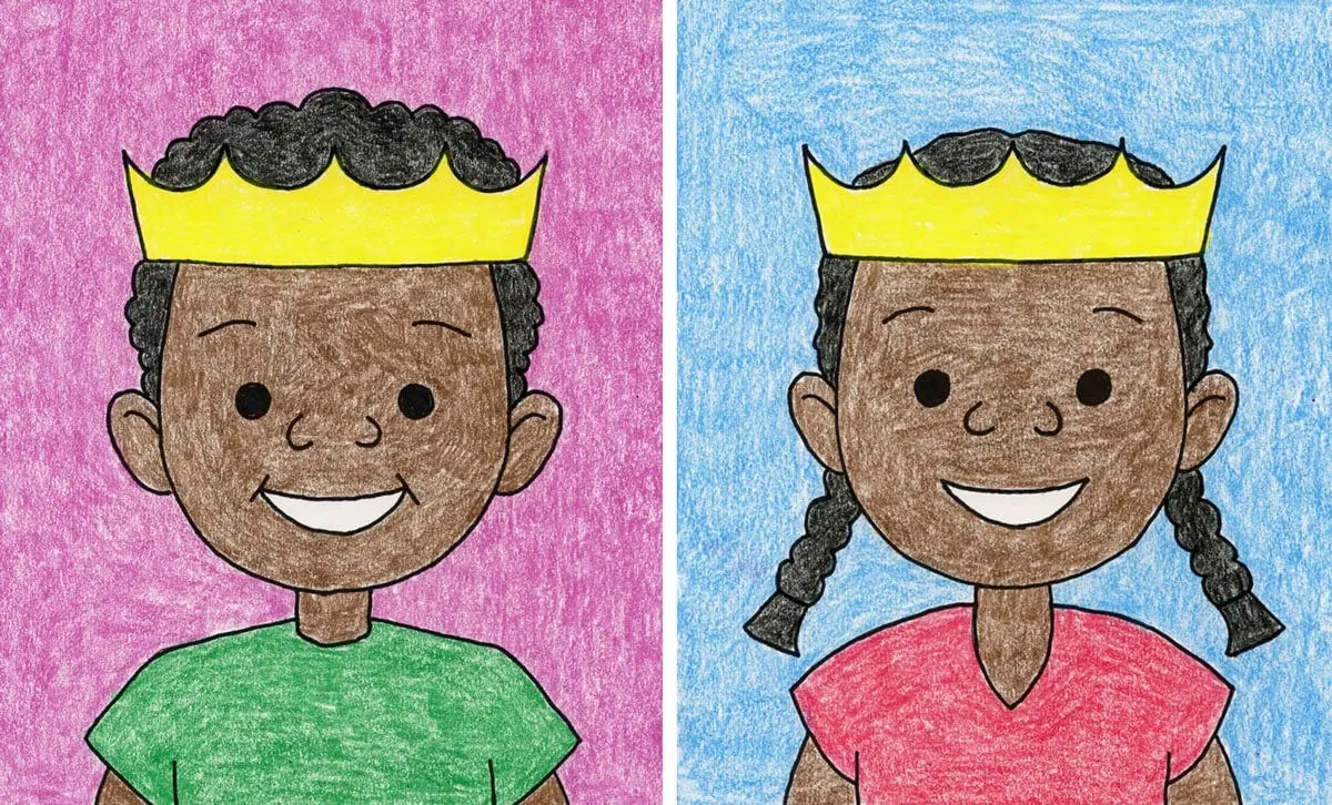 Easy How to Draw a Self Portrait Tutorial like a King or Queen