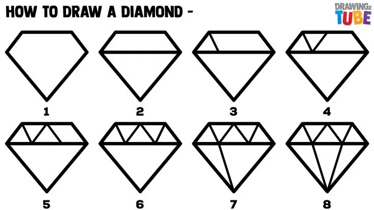 How To Draw a Diamond For Kids