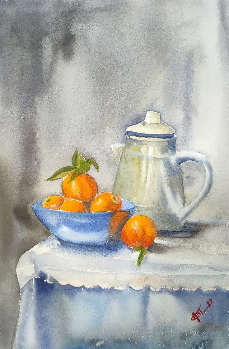 Watercolour painting of a beautiful still life
