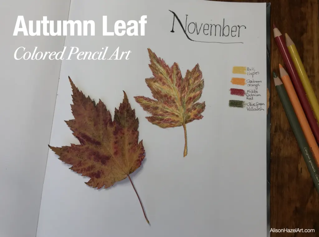 Autumn Leaf Colored Pencil Art