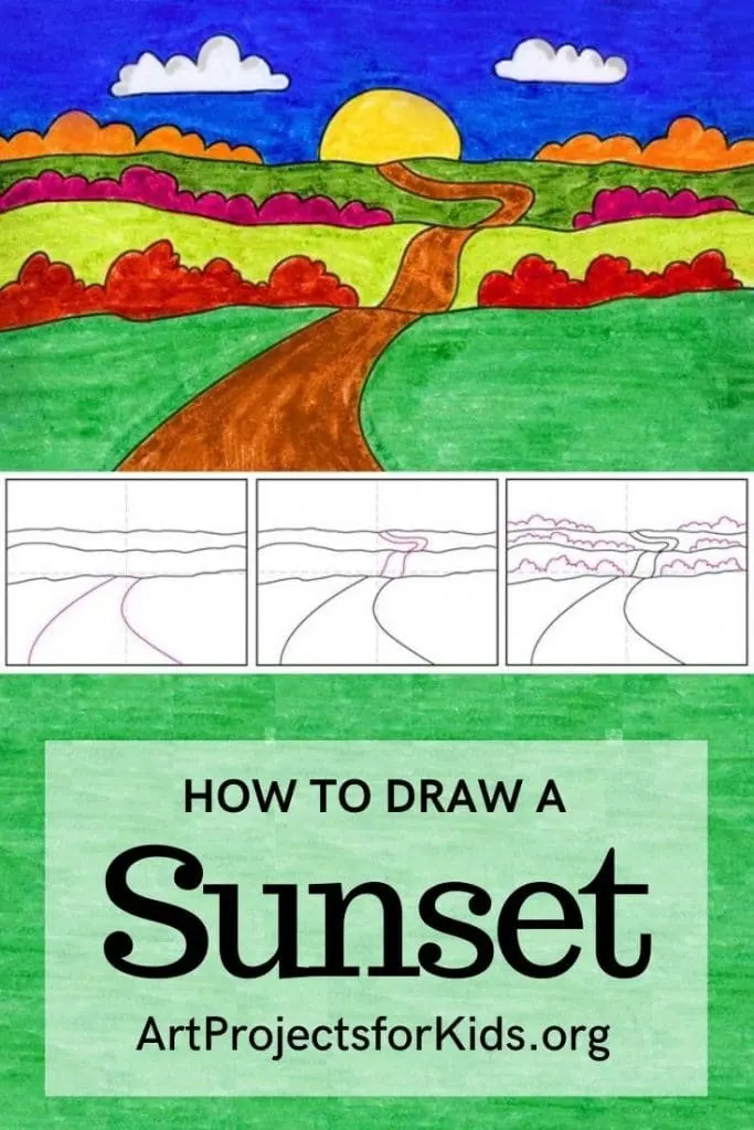 How to Draw a Sunset: Easy Step-by-Step Art Lesson for Kids