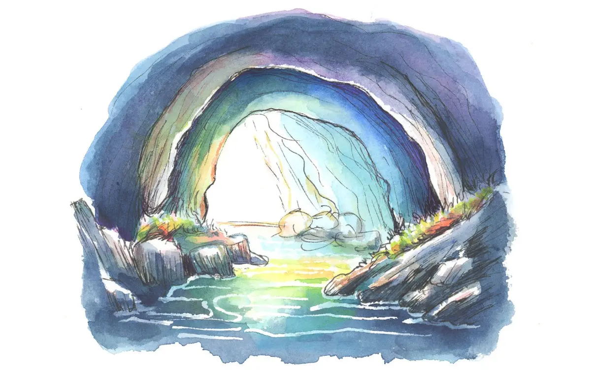 How do you draw a cave