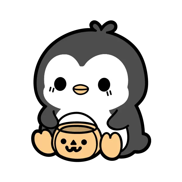 cute penguin with pumpkin|D-380769