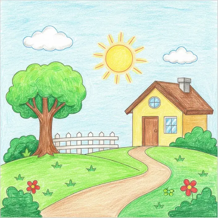 Summer Scene Drawing
