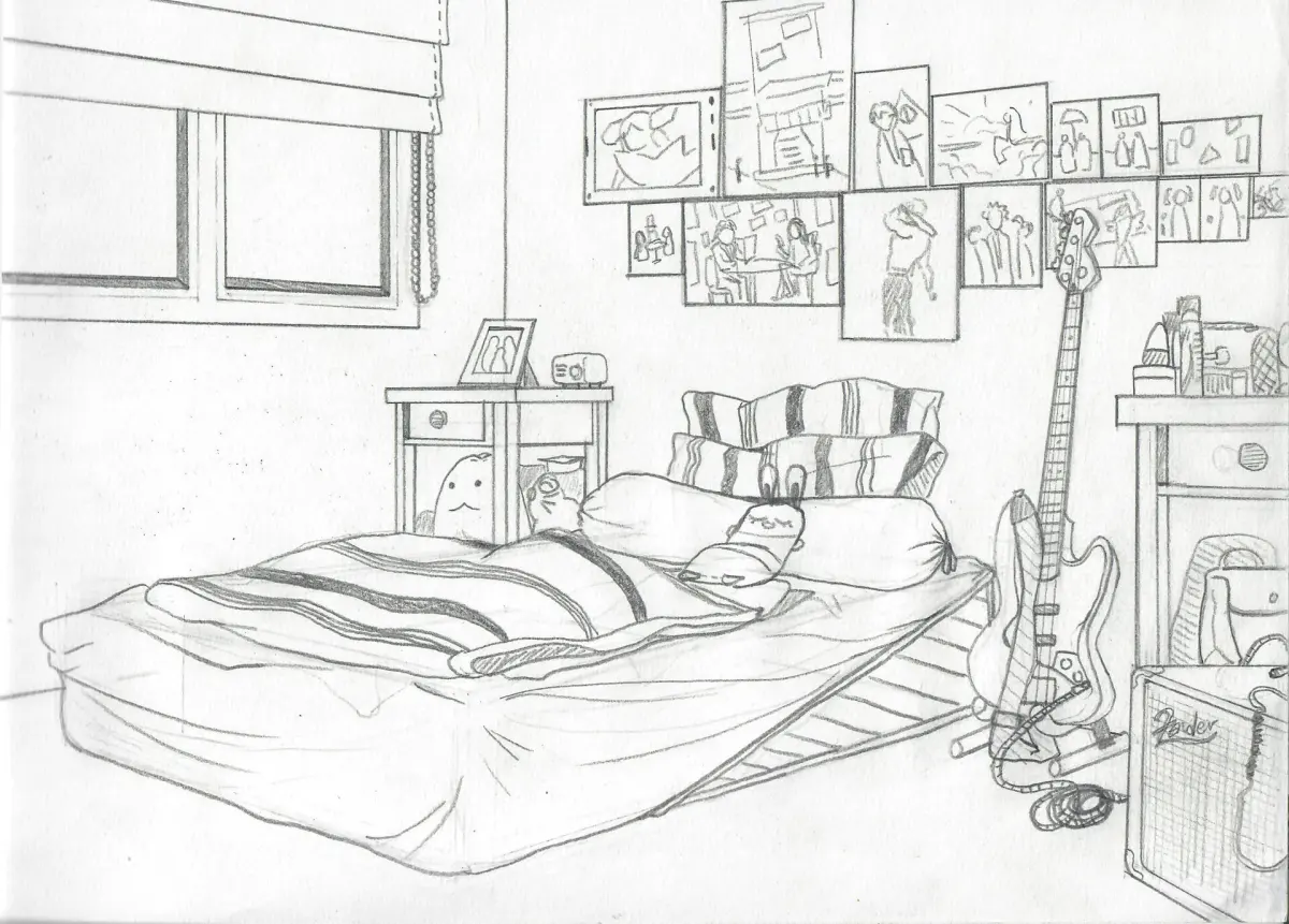 How do you draw a bedroom