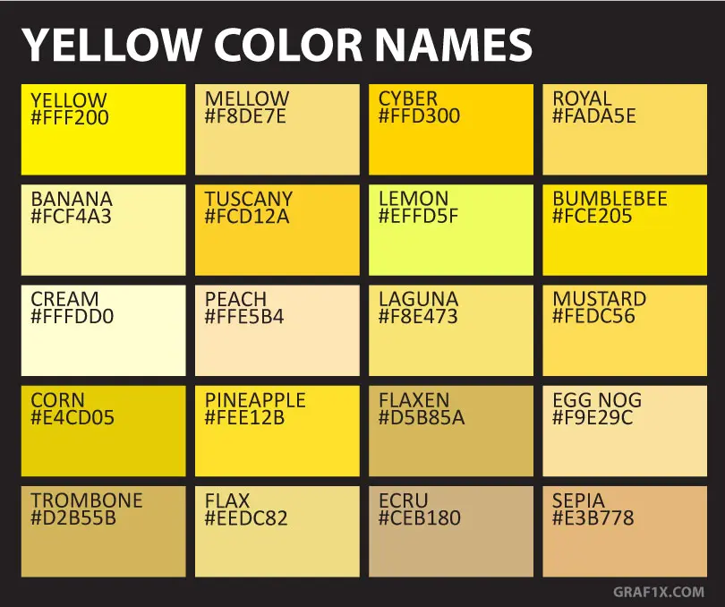 List of Colors with Color Names