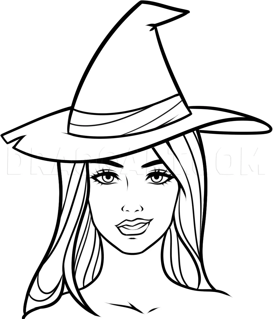 How To Draw A Witch Face, Drawing, Step by Step, by Dawn