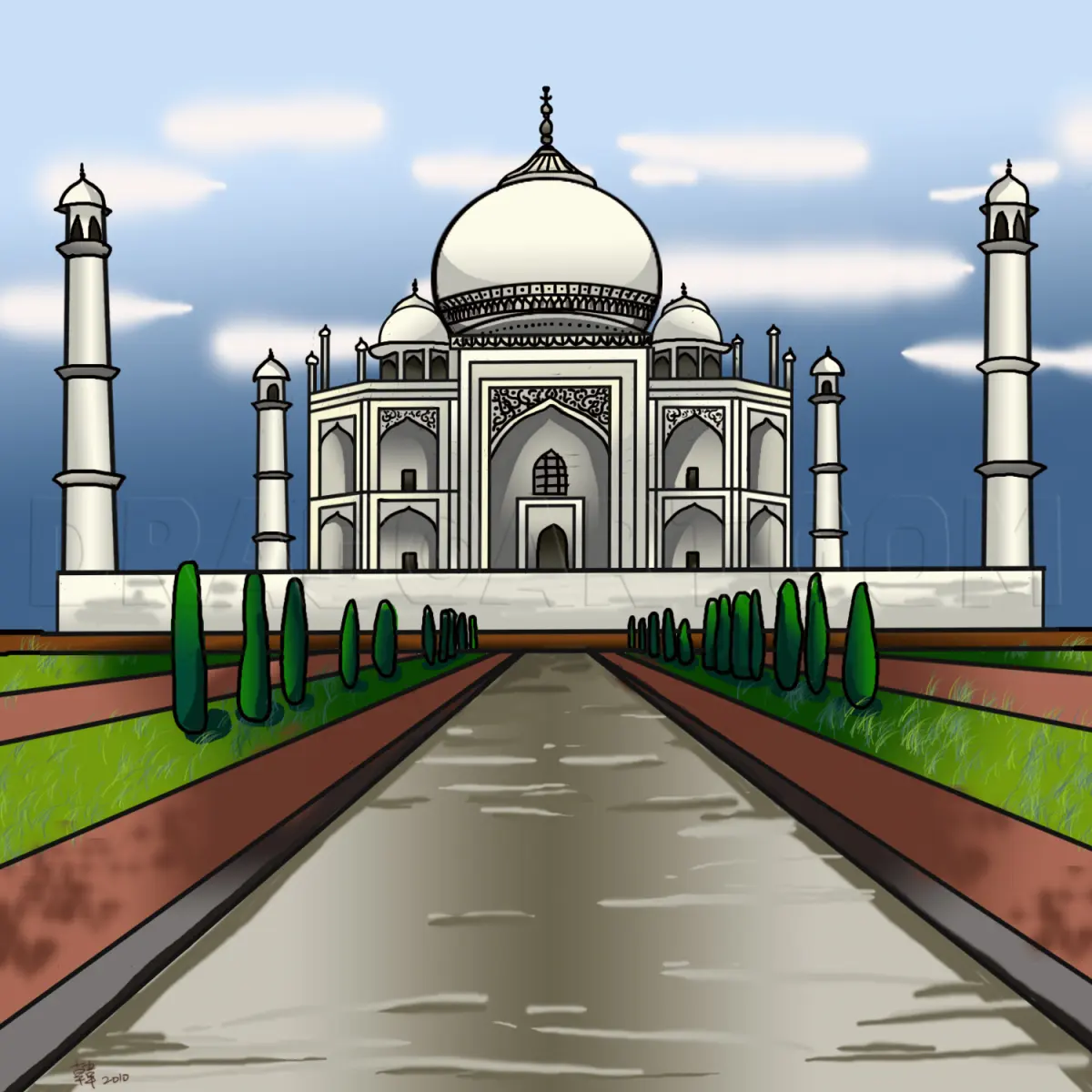 How To Draw The Taj Mahal, Drawing, Step by Step, by koreacow