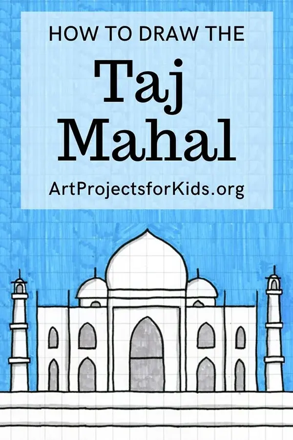 Easy How to Draw the Taj Mahal Tutorial, Taj Mahal Coloring Page