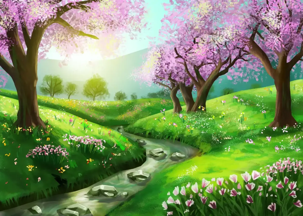 How to Draw a Spring Landscape