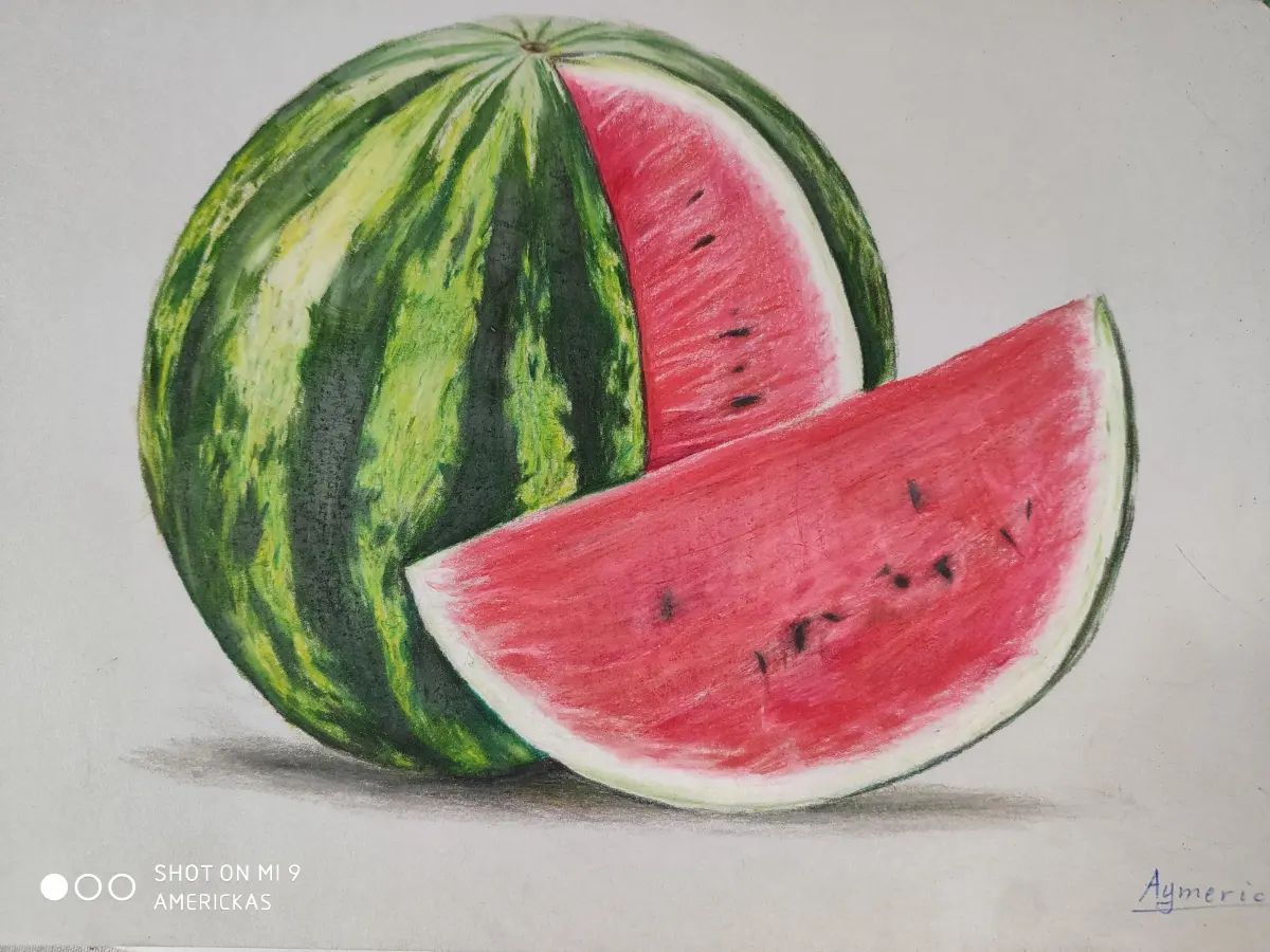 A watermelon drawing! With colored pencils
