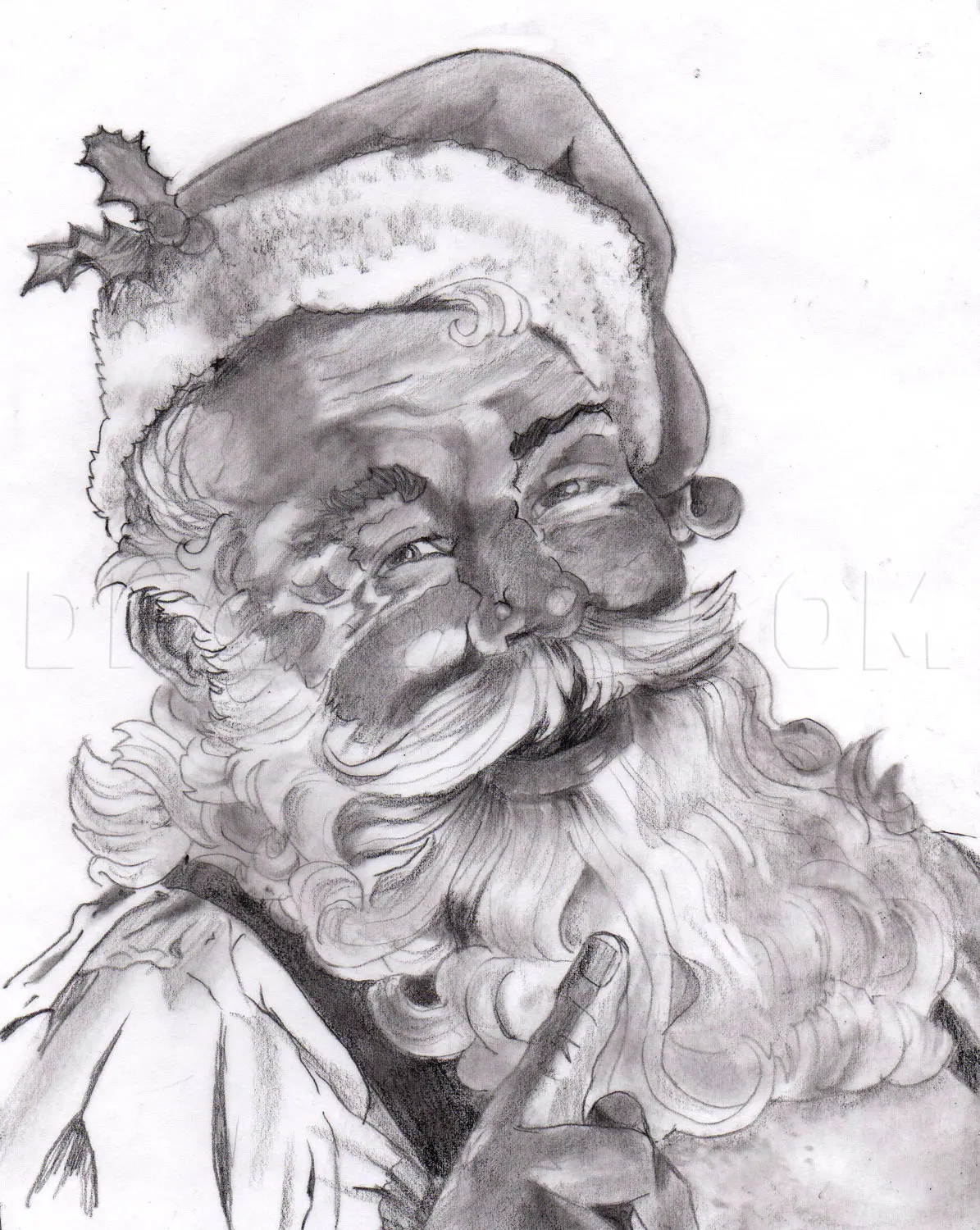 How To Draw A Realistic Santa, Santa Claus, Drawing, Step by Step, by catlucker