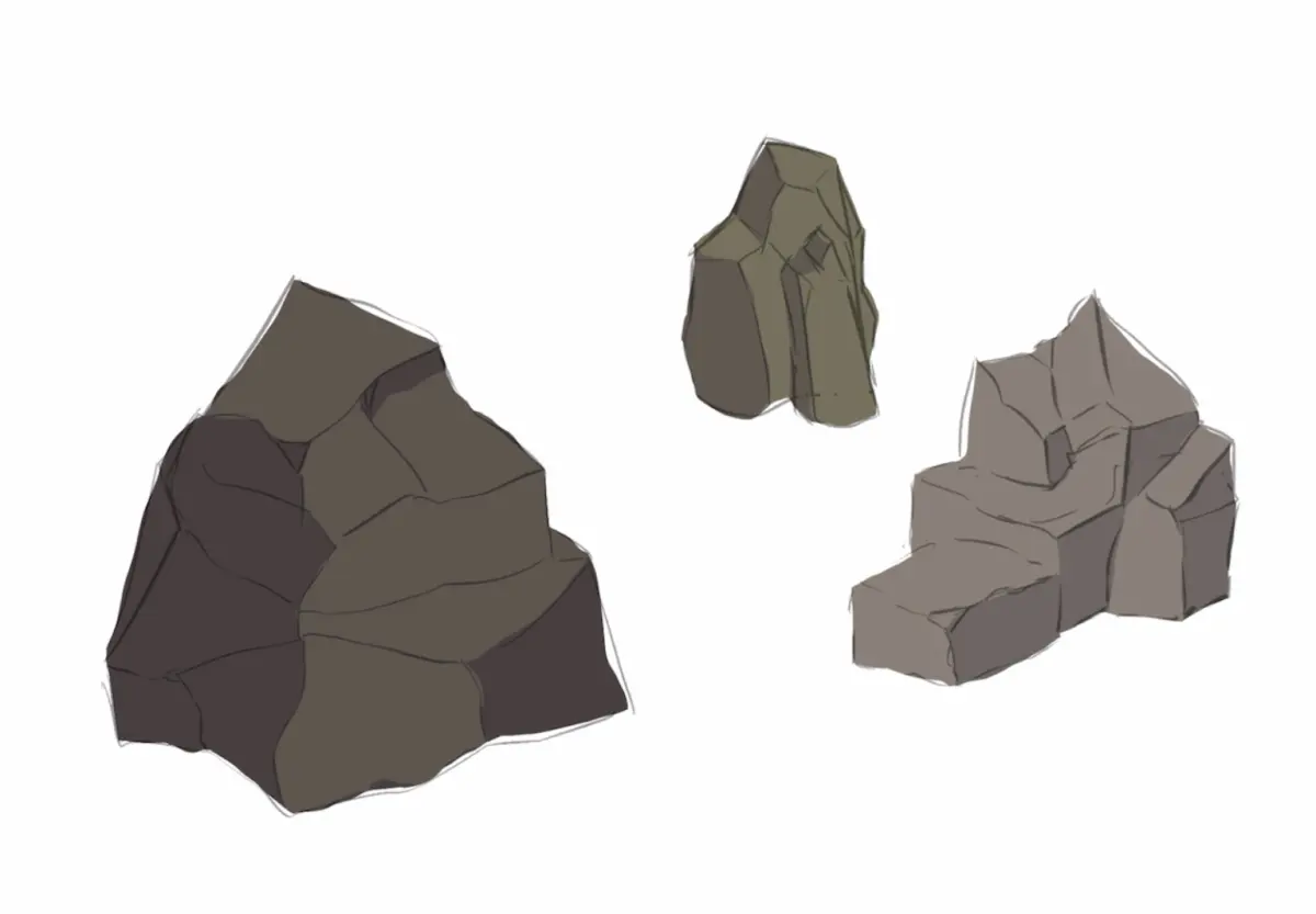 Drawing rocks, grass and clouds in Clip Studio Paint by ViktoriaStudio