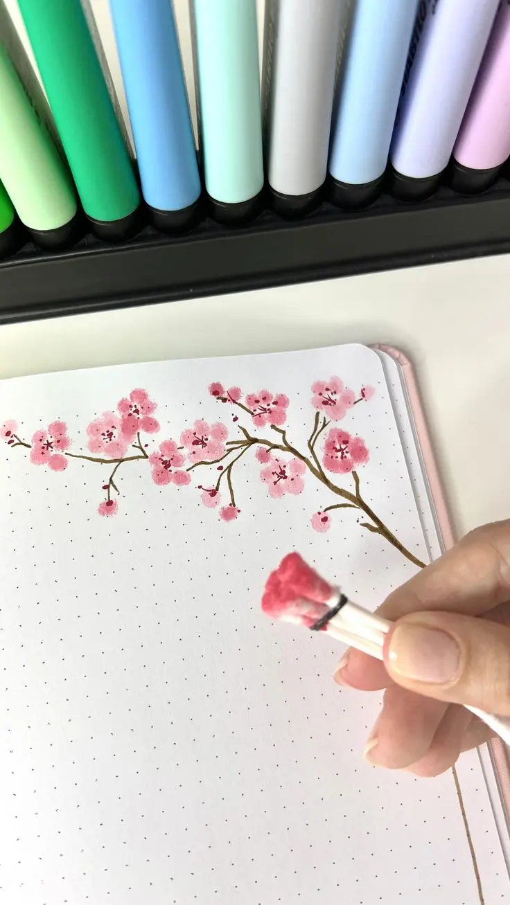 Easy way to draw cherry blossom 🌸 #drawings #coverpage #howtodraw