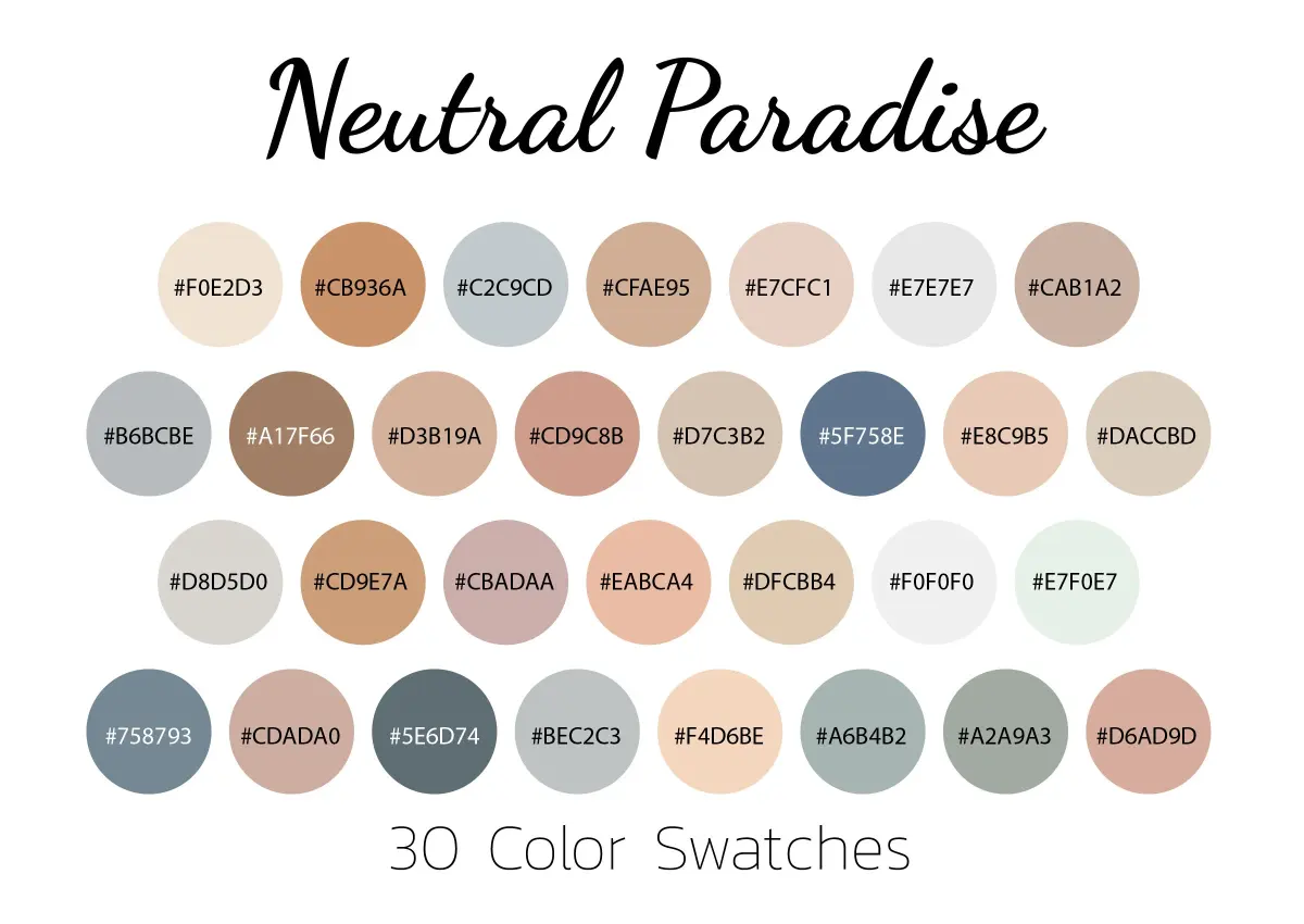 Neutral Paradise, Color Swatches, Color Palette, iPad